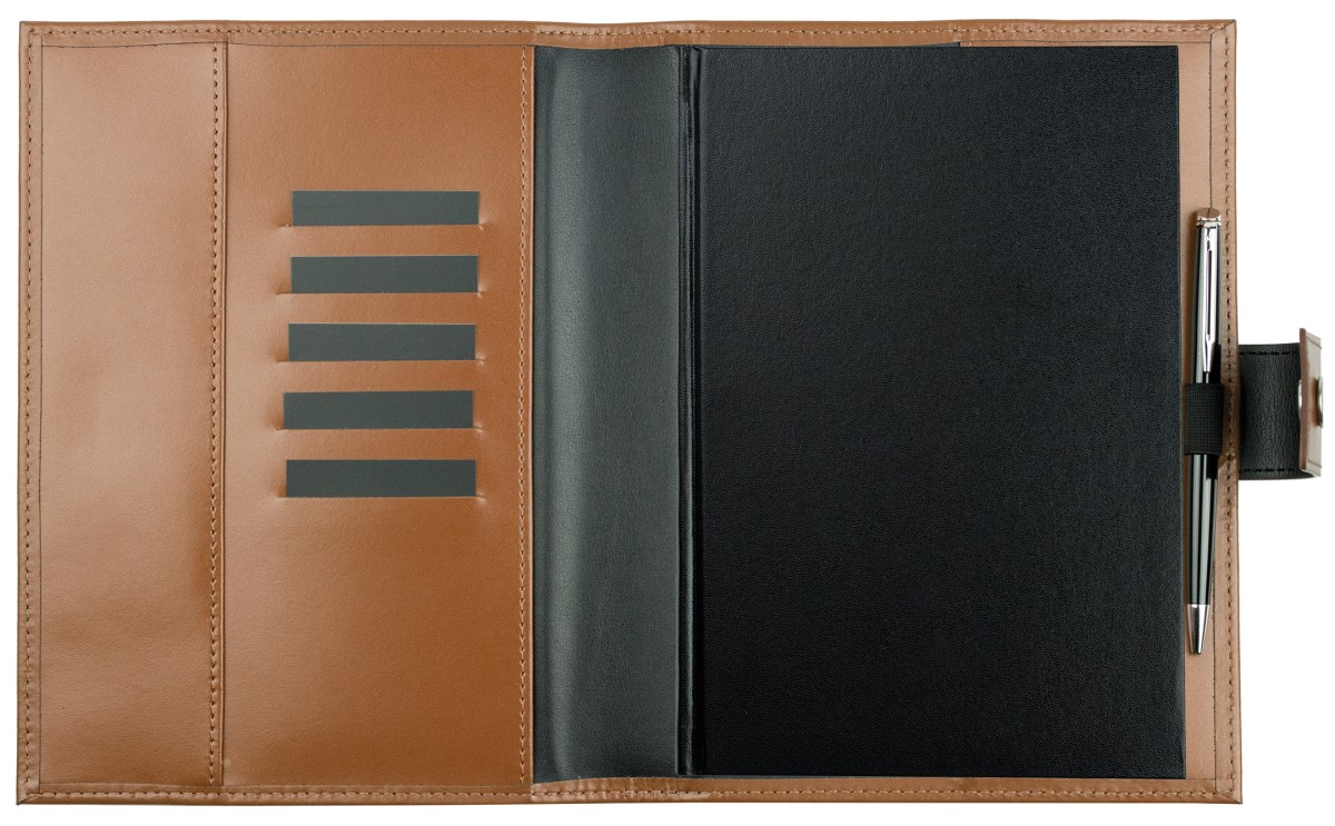 Buchkalender (auswechselbar) DIN A5 für 2026, Cambridge Top Grain Leder, hellbraun